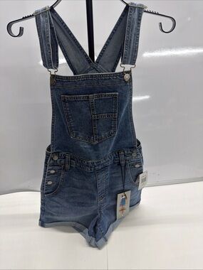 Celebrity Pink Blue Denim Short Overalls